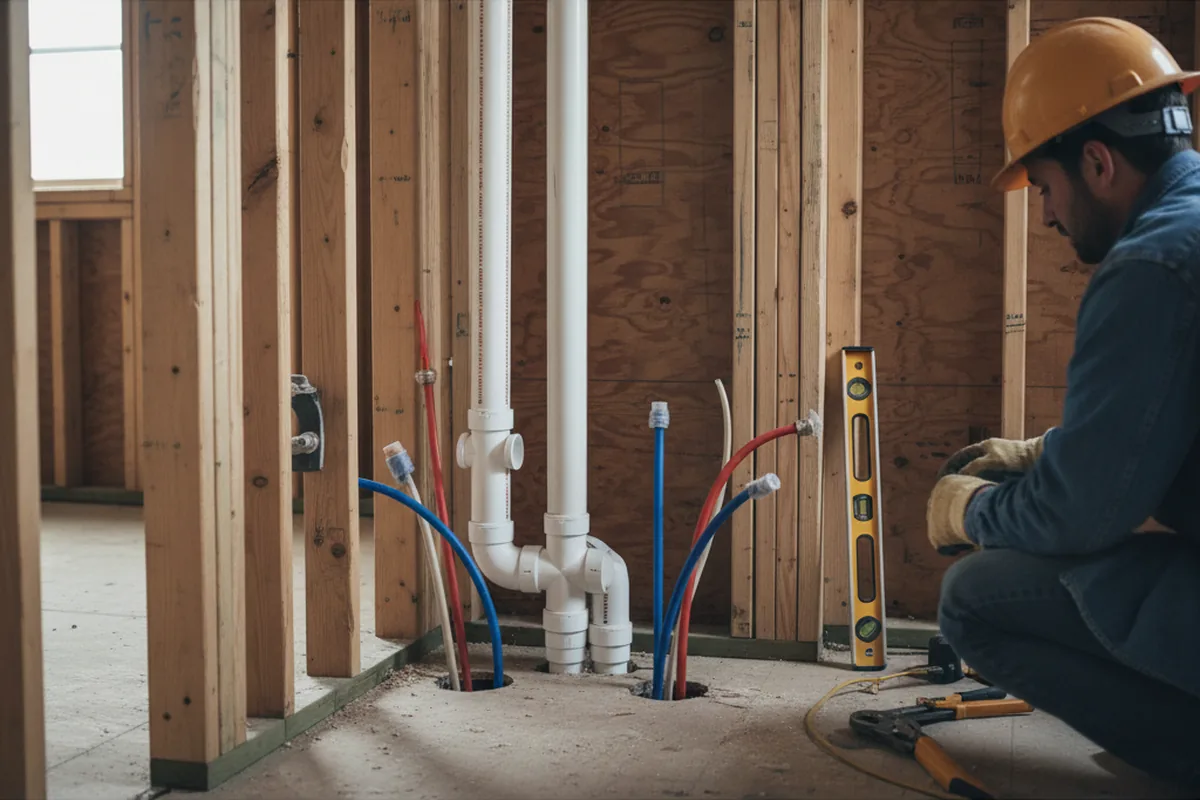 Drain and supply rough-in during Sump Pump Repair in Palos Hills